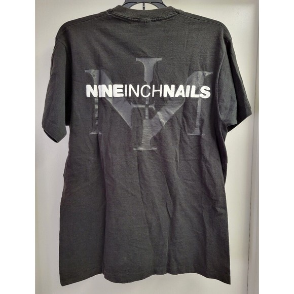 VTG 1991 Nine Inch Nails XL Tour Band Rock Shirt Embroidered Pretty Hate Machine - Picture 2 of 5